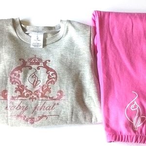 BABY Phat 2 Piece Girl's Sweat Set Pink/Grey Size 6X